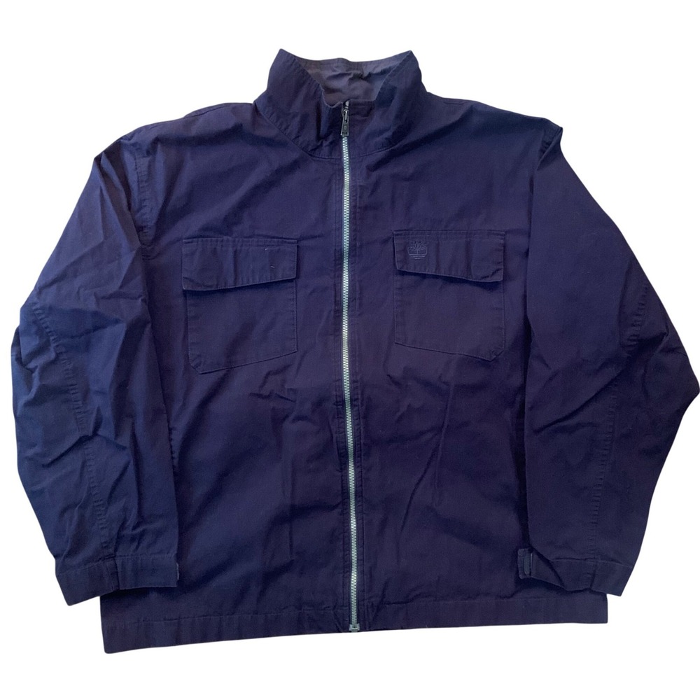 Timberland‎ Weathergear Mens Large Navy Blue Full Zip Utility Jacket